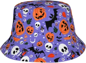 Halloween Skull Bucket Hats Fashion Summer Sun Cap Packable Outdoor Fisherman Hat for Women and Men