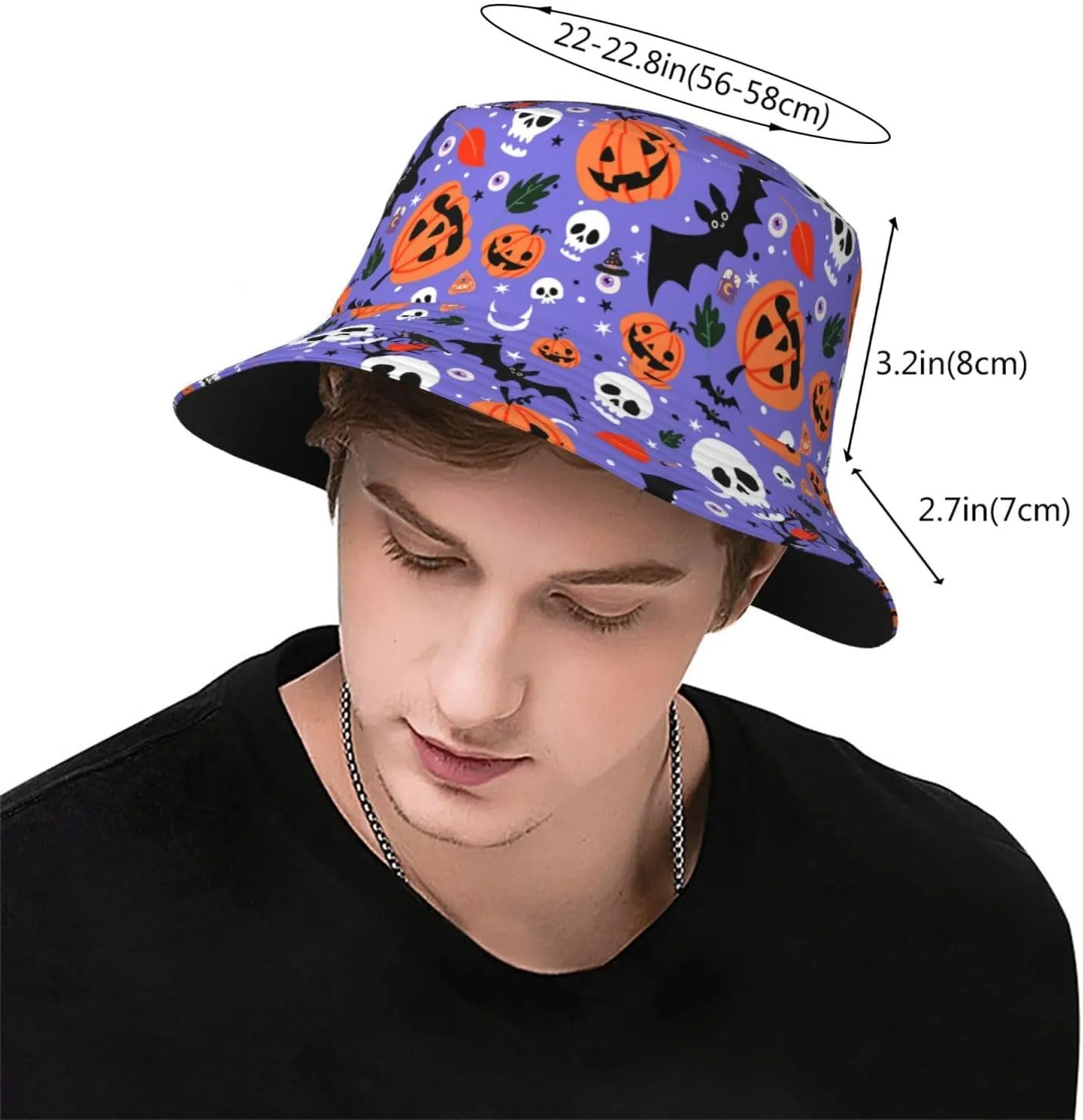 Halloween Skull Bucket Hats Fashion Summer Sun Cap Packable Outdoor Fisherman Hat for Women and Men
