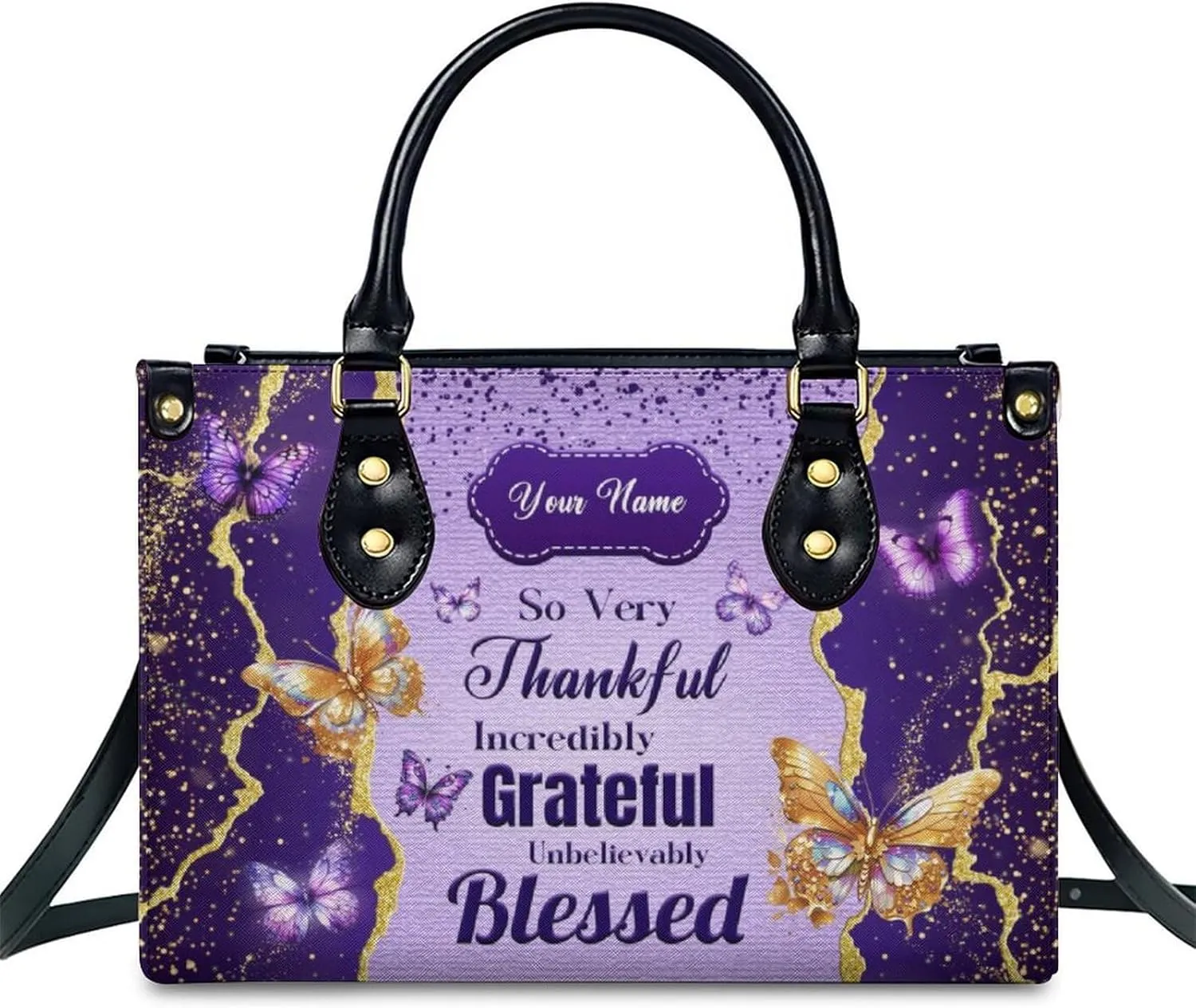 Handbags for Women - Personalized Leather Purse with Name Photo - Tote Bags for Mom Grandma - Custom Gifts Ideas for Her