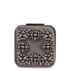 Hangi dark grey crystal silk clutch