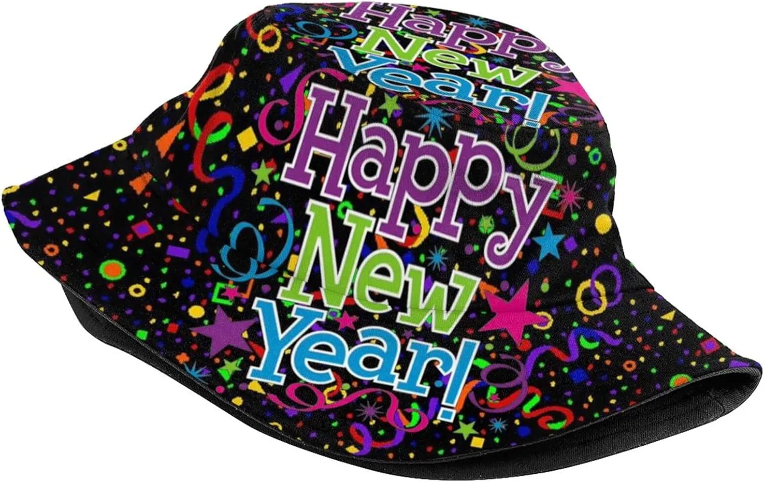Happy New Year Bucket Hat for Men Women Teens Packable New Year Theme Sun Hats Fisherman Hat Cap