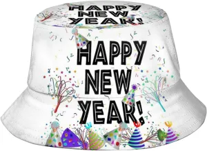 Happy New Year Bucket Hat for Men Women Teens Packable New Year Theme Sun Hats Fisherman Hat Cap