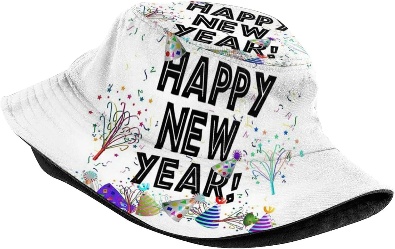 Happy New Year Bucket Hat for Men Women Teens Packable New Year Theme Sun Hats Fisherman Hat Cap