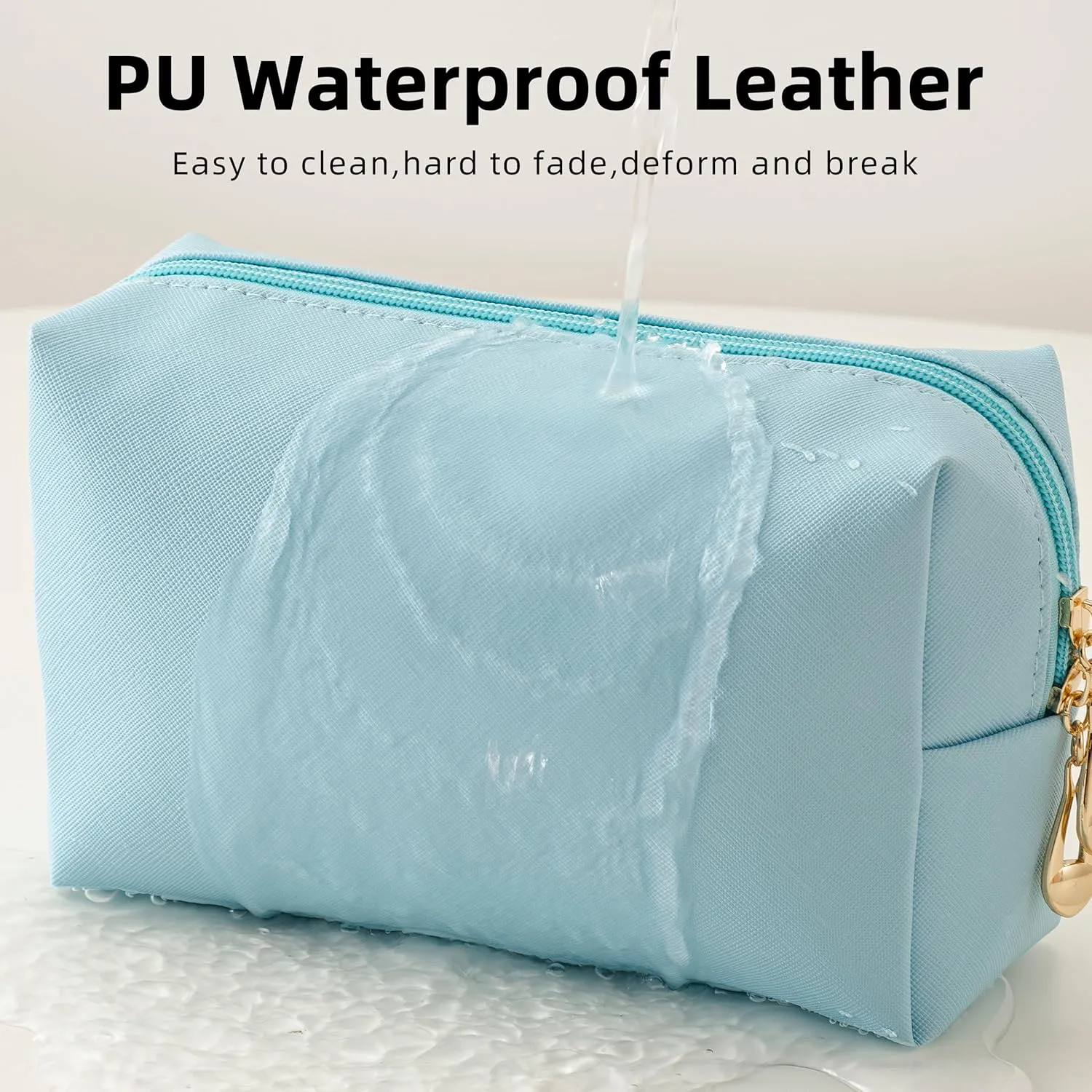HBselect Mothers Day Gifts for Women Preppy Makeup Bag 6 Pcs Travel Toiletry Bag Chenille Letter Patch Makeup Bag Portable Cosmetic Bag for Women PU Leather Waterproof Organizer Make up Bag for Girls