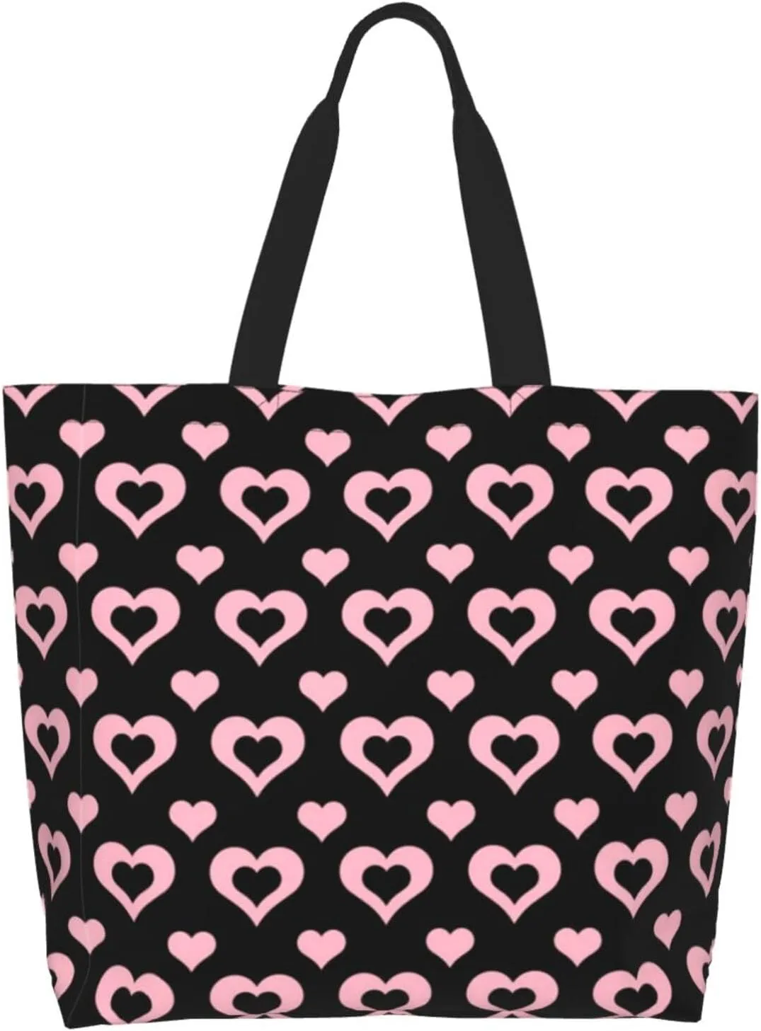Heart Canvas Tote Bag Valentines Day Shoulder Bag Cute Casual Grocery Bags Cute Hearts Bag for Outdoor