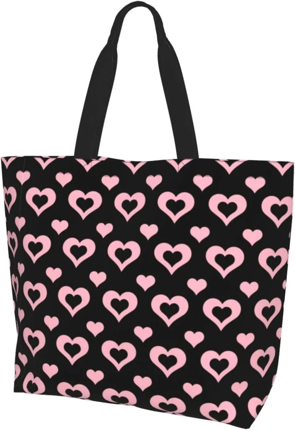 Heart Canvas Tote Bag Valentines Day Shoulder Bag Cute Casual Grocery Bags Cute Hearts Bag for Outdoor