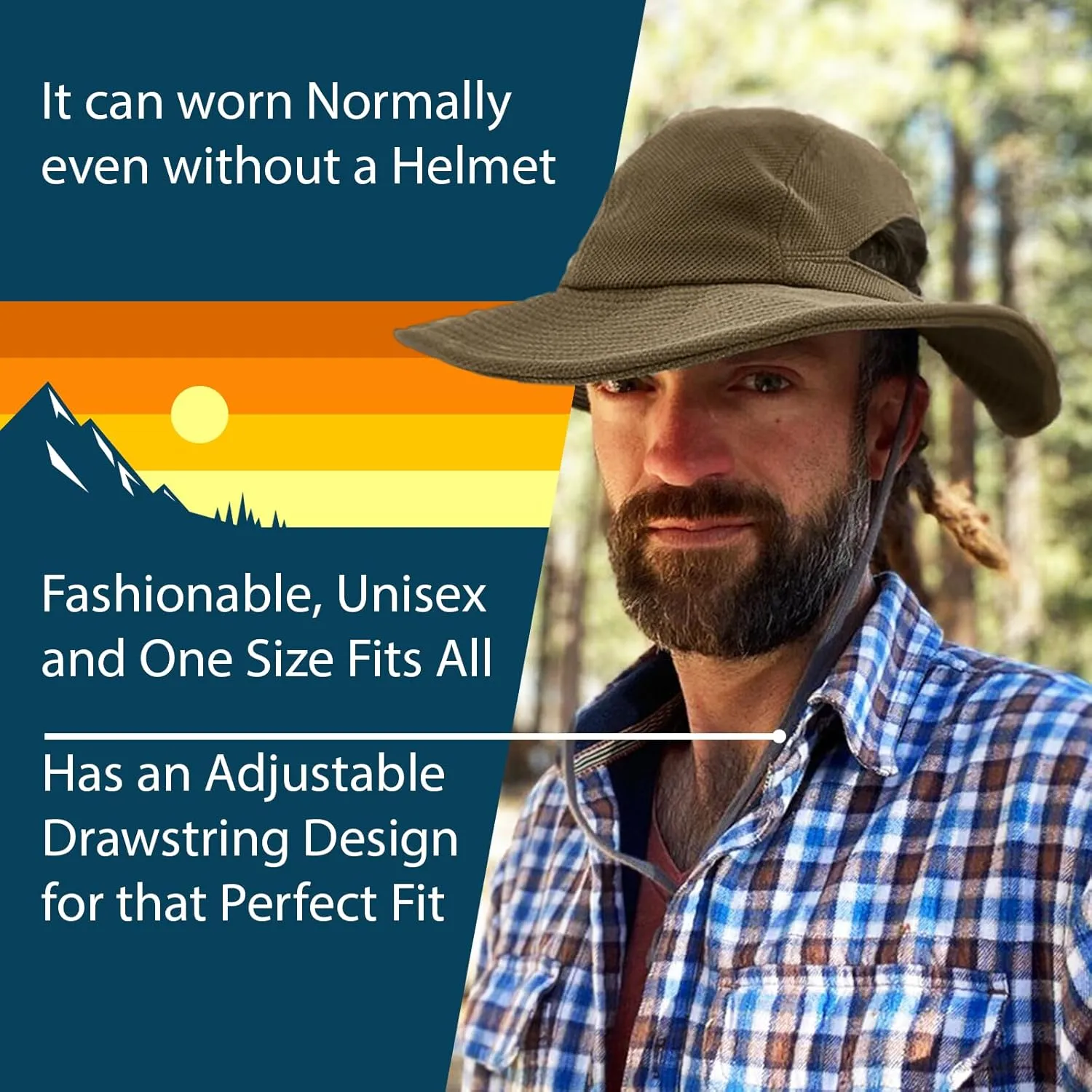 Helmet Hat - Hat Under Helmet Sweat Wicking, Lightweight Breathable Sun Protection UPF 50 Hat for Men and Women
