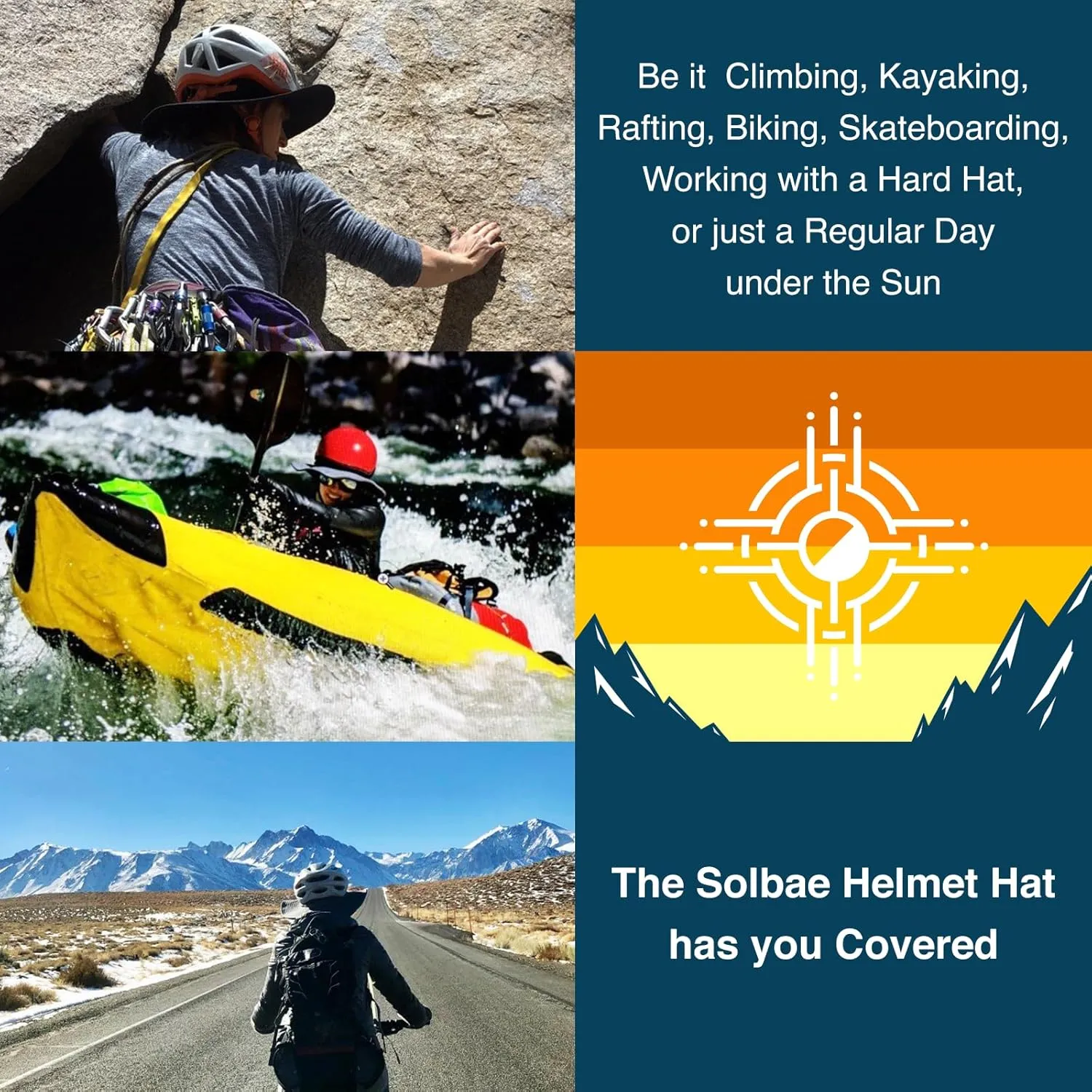 Helmet Hat - Hat Under Helmet Sweat Wicking, Lightweight Breathable Sun Protection UPF 50 Hat for Men and Women