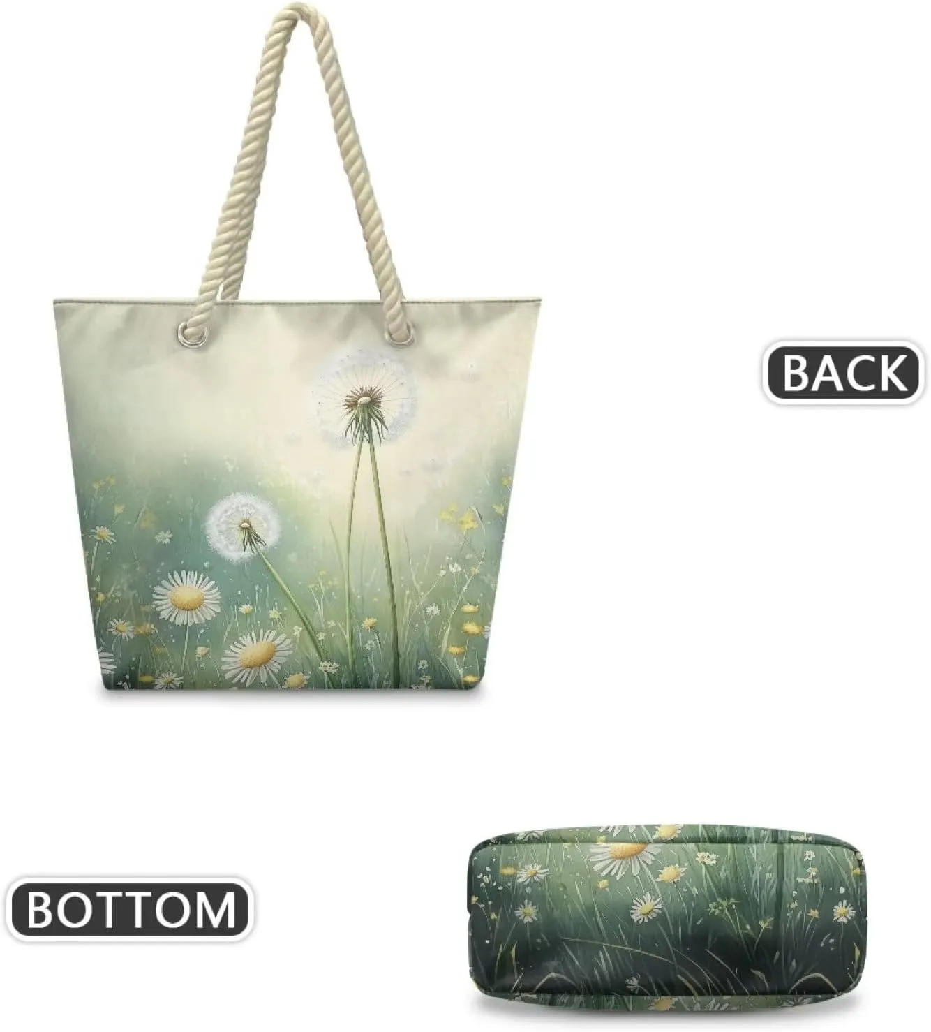 Hemp Rope Tote Bag Stylish Groceries Beach Trip Bags Large Capacity Shoulder Handbag with Rope Handle Carrying Bag