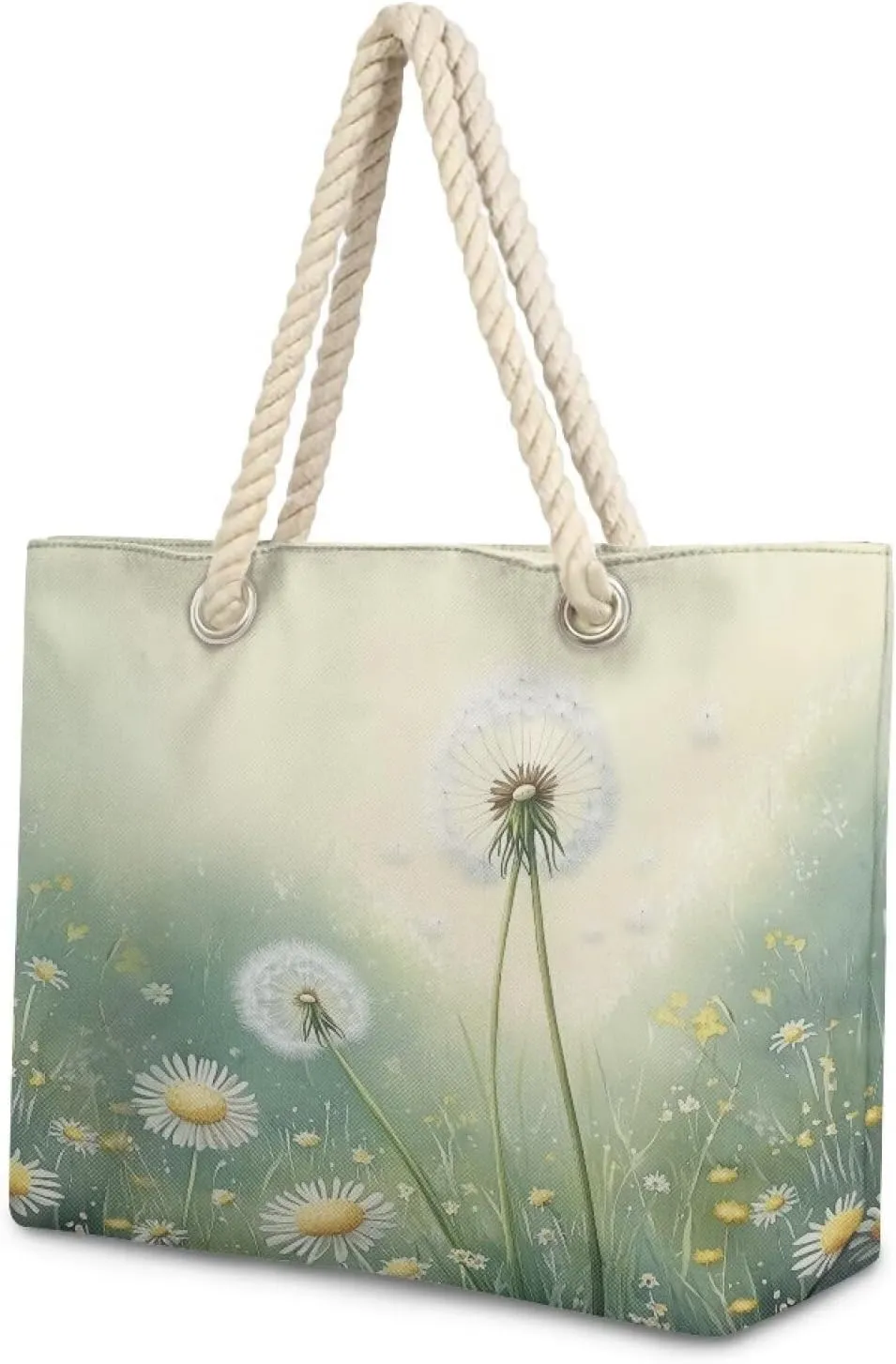 Hemp Rope Tote Bag Stylish Groceries Beach Trip Bags Large Capacity Shoulder Handbag with Rope Handle Carrying Bag