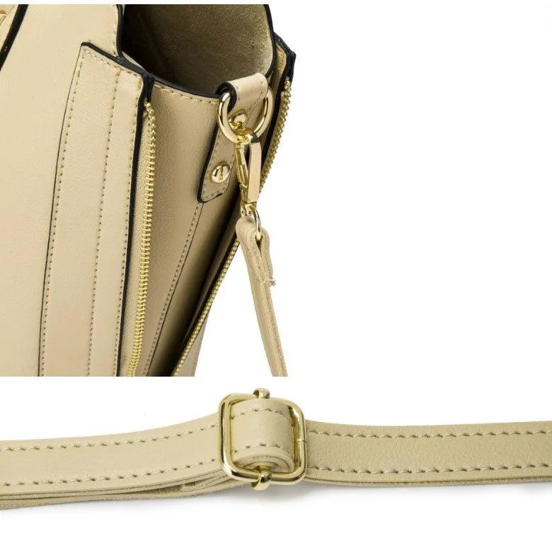 High Quality PU Leather Fashion Elegant Fringe Handbag - Apricot