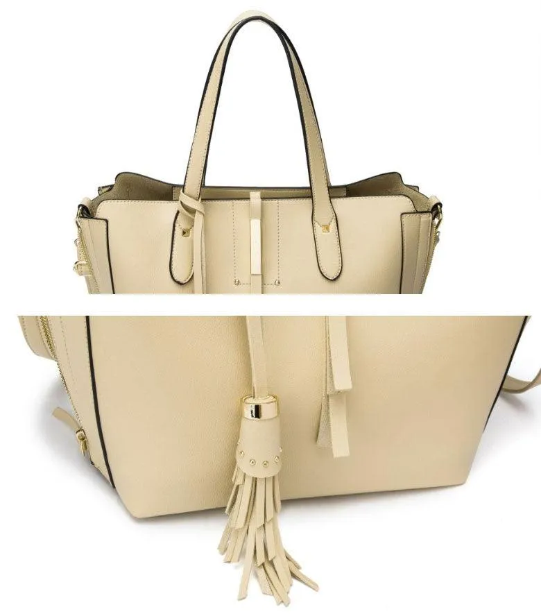 High Quality PU Leather Fashion Elegant Fringe Handbag - Blue