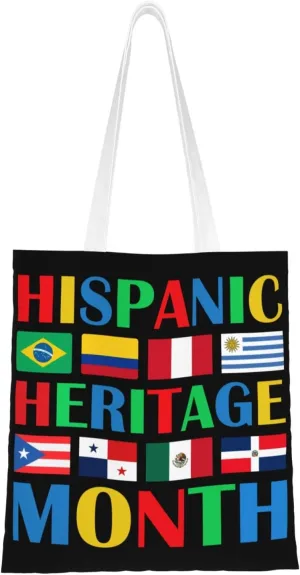 Hispanic Heritage Month Tote Bag for Women Canvas Shopping Bags Reusable Large Capacity Casual Shoulder Handbags Grocery Bags