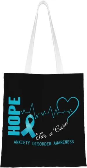 Hope For A Cure Anxiety Disorder Awareness Tote Bag for Women Canvas Tote Bags Reusable Shopping Bags Use For Shopping The Tote Bag,Grocery Bags,DIY Gift Bags