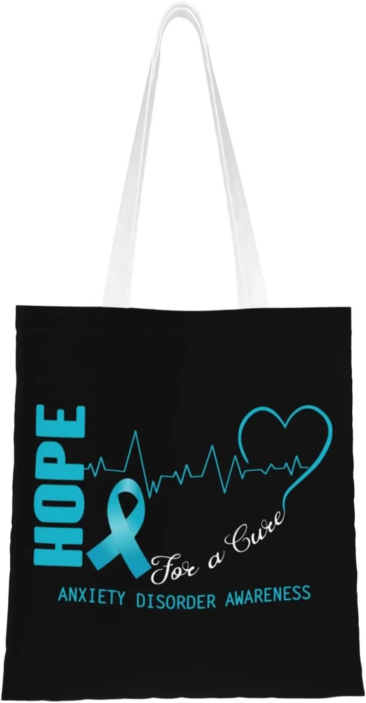 Hope For A Cure Anxiety Disorder Awareness Tote Bag for Women Canvas Tote Bags Reusable Shopping Bags Use For Shopping The Tote Bag,Grocery Bags,DIY Gift Bags