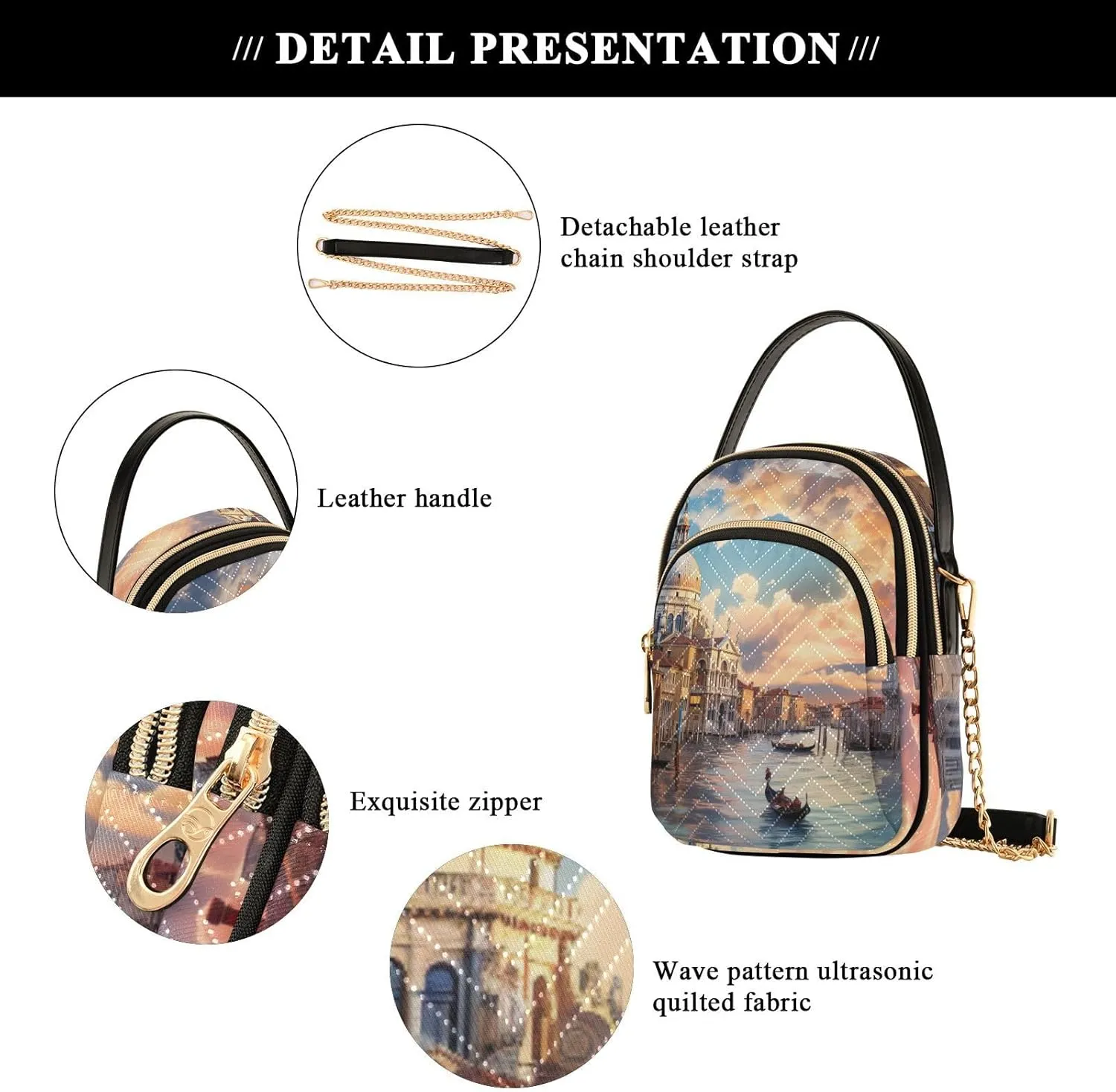 Houses on each Side of the Water Women's Crossbody Handbags, Fashion Crossbody Bag Phone Purses with Crossbody Strap