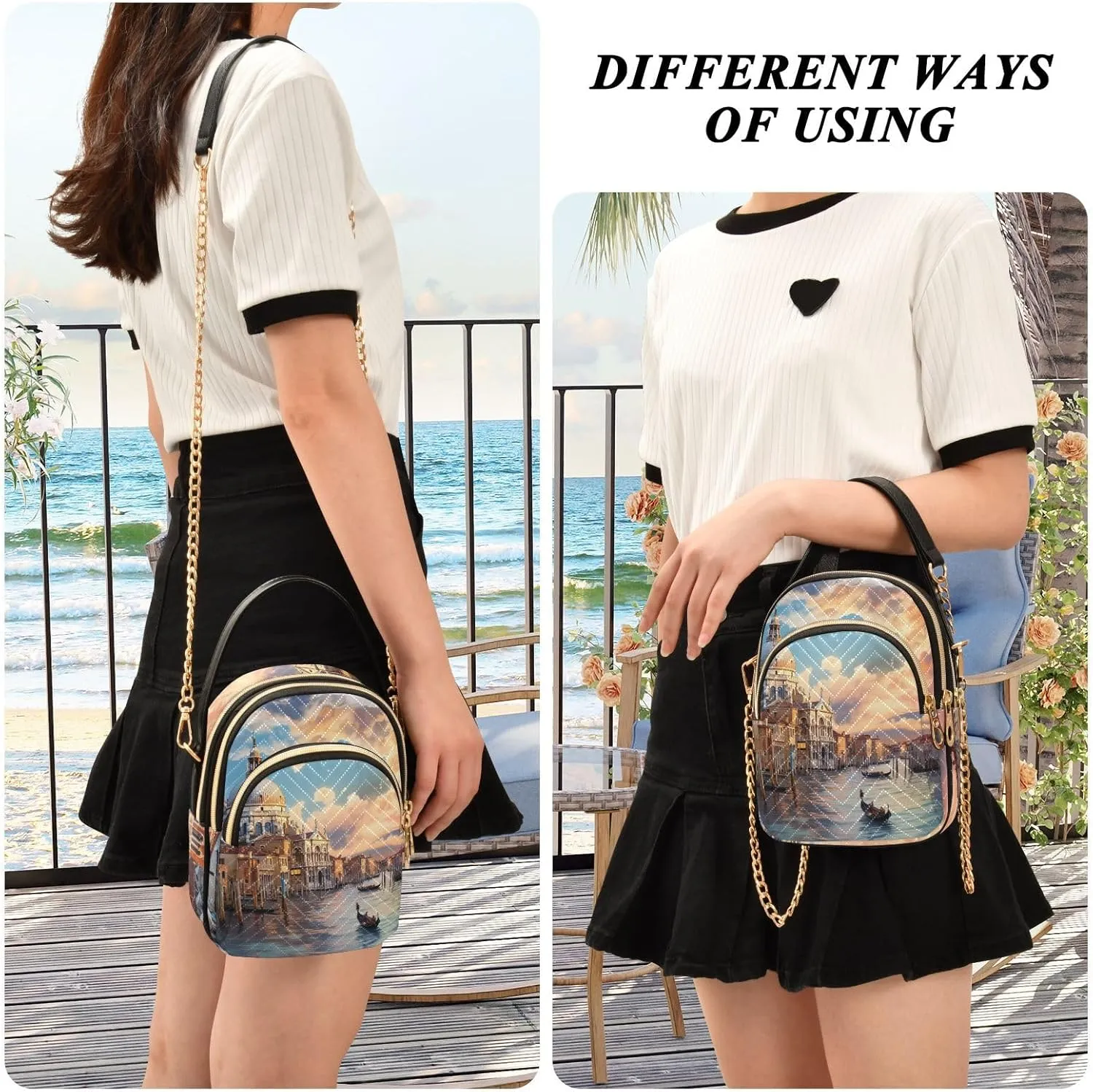 Houses on each Side of the Water Women's Crossbody Handbags, Fashion Crossbody Bag Phone Purses with Crossbody Strap