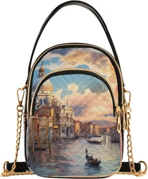 Houses on each Side of the Water Women's Crossbody Handbags, Fashion Crossbody Bag Phone Purses with Crossbody Strap