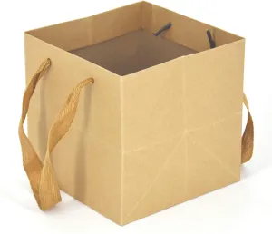 HUAPRINT Brown Paper Bags,Gift Bags with Handles,24 Pack Large Gift Bags,6x6x6inch, Heavy Duty Grocery Shopping Bag,Wedding Party Favor Bags,Square Size,Reusable,Retail Business Packaging Bags