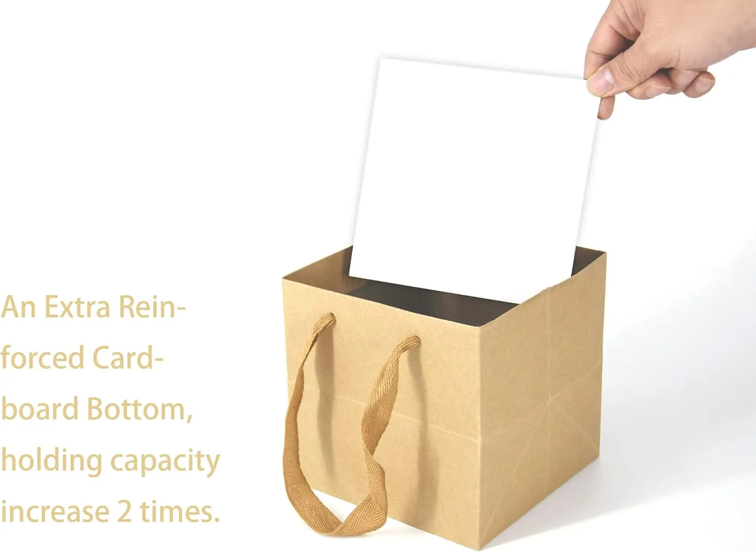 HUAPRINT Brown Paper Bags,Gift Bags with Handles,24 Pack Large Gift Bags,6x6x6inch, Heavy Duty Grocery Shopping Bag,Wedding Party Favor Bags,Square Size,Reusable,Retail Business Packaging Bags