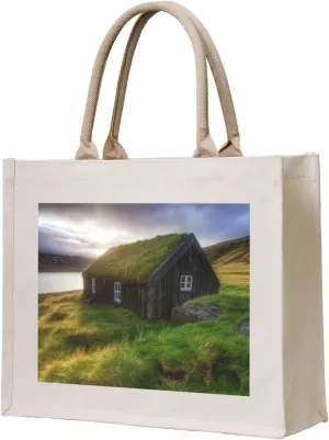 Iceland Hut printed Canvas Carrying Tote Bag Fashion Handbag Shoulder Shopping Bag
