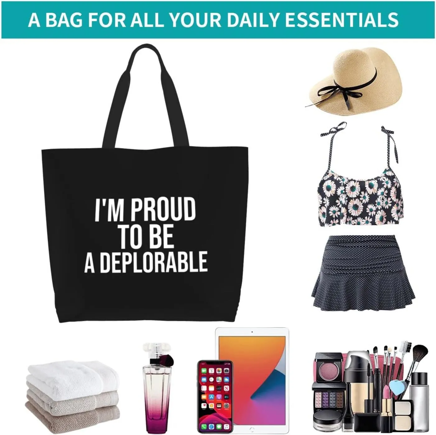 I'M Proud To Be A Deplorable Women'S Lightweight Canvas Handbag Reusable Shopping Bag