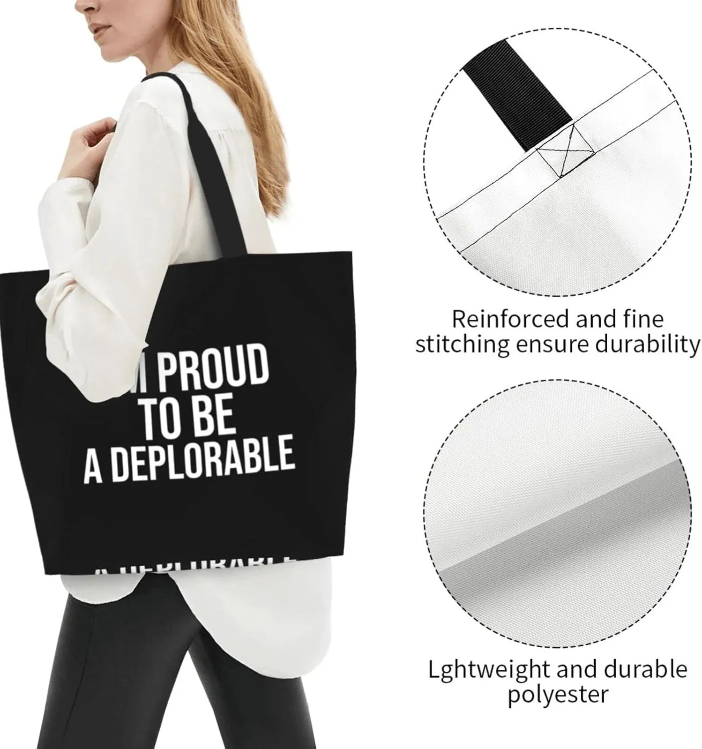 I'M Proud To Be A Deplorable Women'S Lightweight Canvas Handbag Reusable Shopping Bag