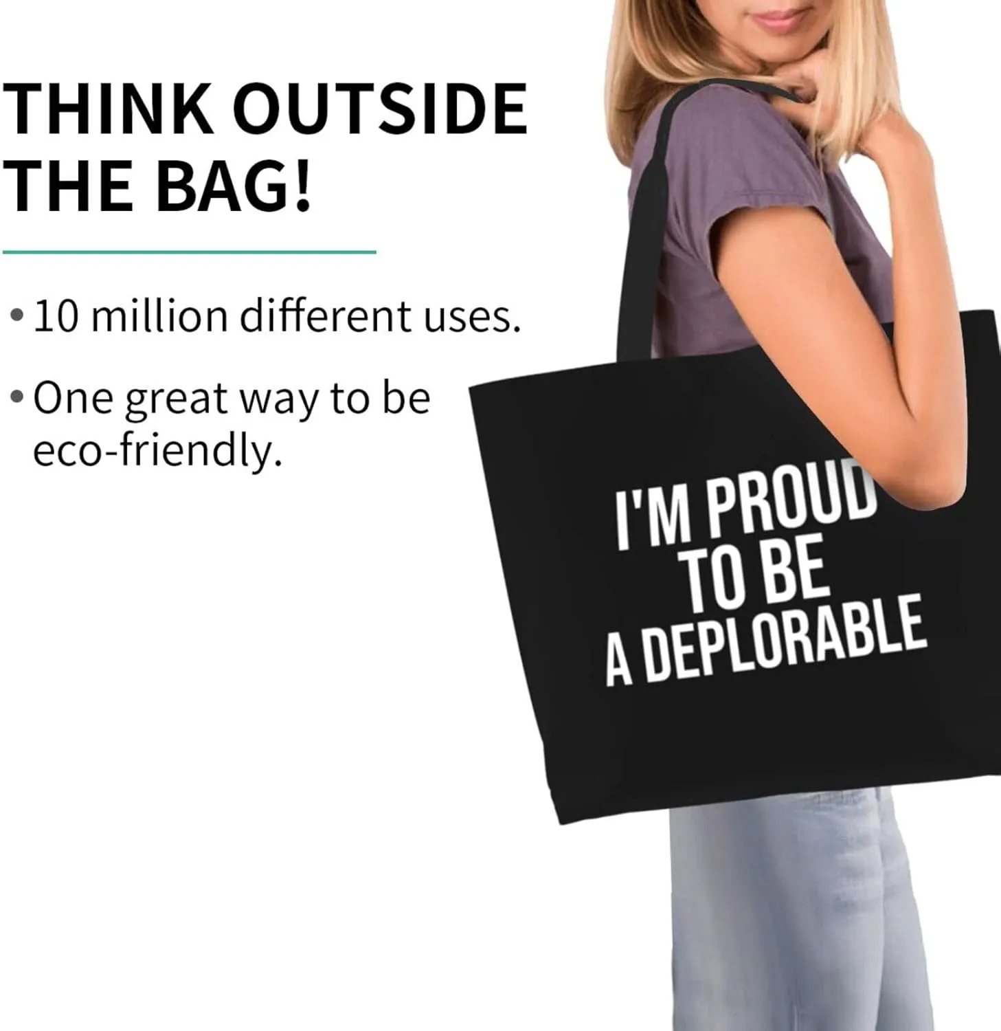 I'M Proud To Be A Deplorable Women'S Lightweight Canvas Handbag Reusable Shopping Bag