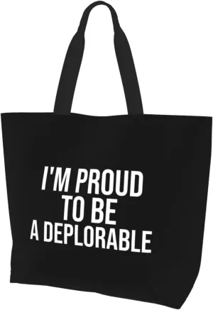 I'M Proud To Be A Deplorable Women'S Lightweight Canvas Handbag Reusable Shopping Bag