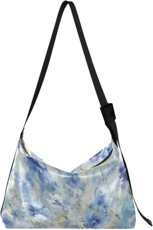 Innocent Blue Crushed Flower Unisex Cute Crossbody Bags Waterproof Mens Shoulder Bags Crossbody Fashion Waist Packs