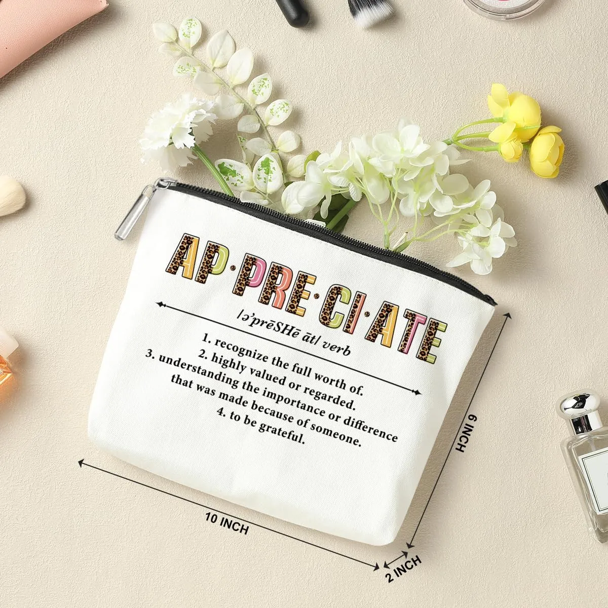 Inspirational Appreciation Noun Definition Thank You Gifts Makeup Bag Cosmetic Bag for Women Teacher Nurse Educator Coworker Friend Manager Boss Leader Employee Christmas Retirement Birthday