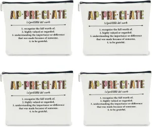 Inspirational Appreciation Noun Definition Thank You Gifts Makeup Bag Cosmetic Bag for Women Teacher Nurse Educator Coworker Friend Manager Boss Leader Employee Christmas Retirement Birthday