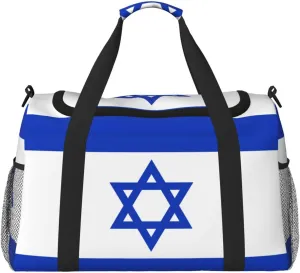 Israeli flag print Large Canvas Travel Duffel Bag Weekender Bags for Women Overnight Bag Carry On Tote Bag