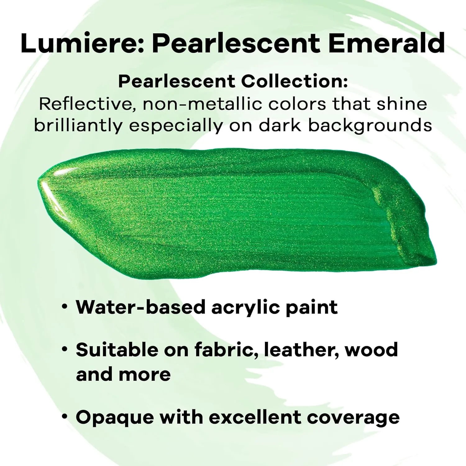 Jacquard Lumiere 8oz Fabric Paint Pearlescent Emerald - Metallic Paint for Fabric, Leather, Canvas, Paper and Wood - Light-bodied Metallic Acrylic Paint - Lightfast & Vibrant Metallic Acrylic Paints