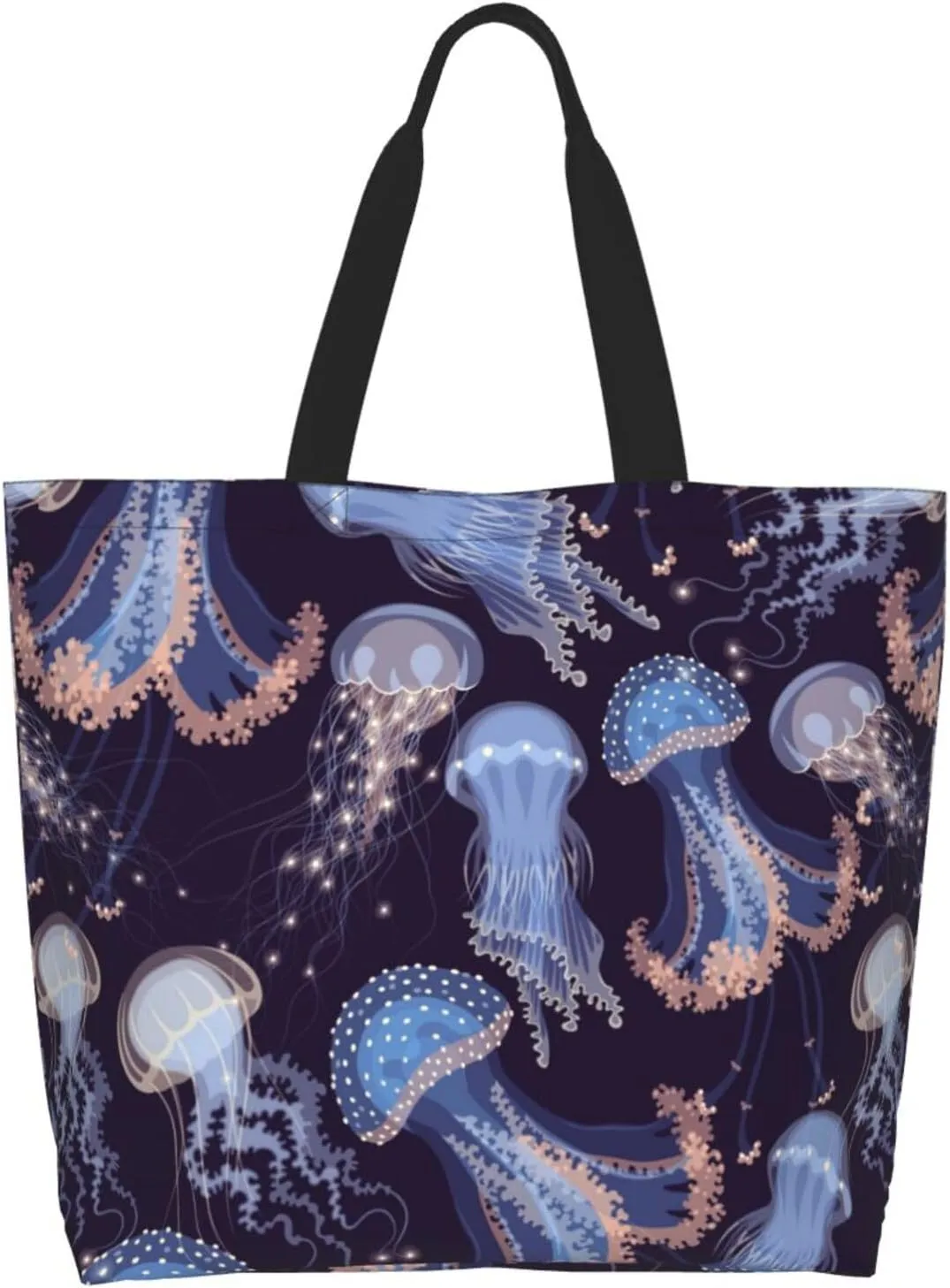 Jellyfish Canvas Tote Bag Cute Shoulder Bag Handbag Animal Casual Grocery Bags Funny Bag for Outdoor