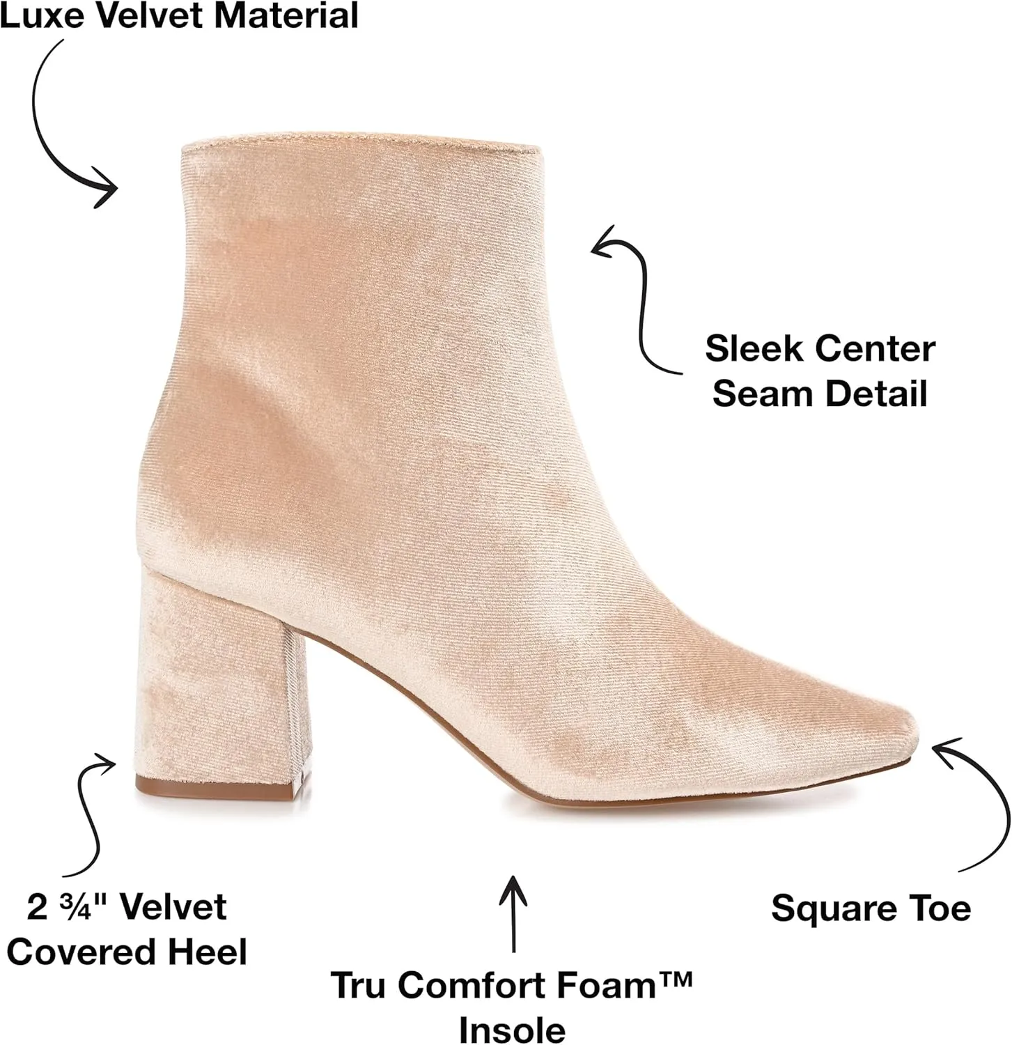 Journee Collection Womens Hazara Velvet Cushioned Footbed Ankle Boots