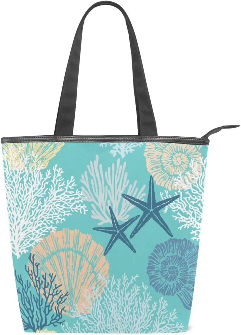 JSTEL Canvas Tote Bag for Women with Zipper Pocket,Canvas Tote Purse Gym Tote Bag Shopping Tote Bag