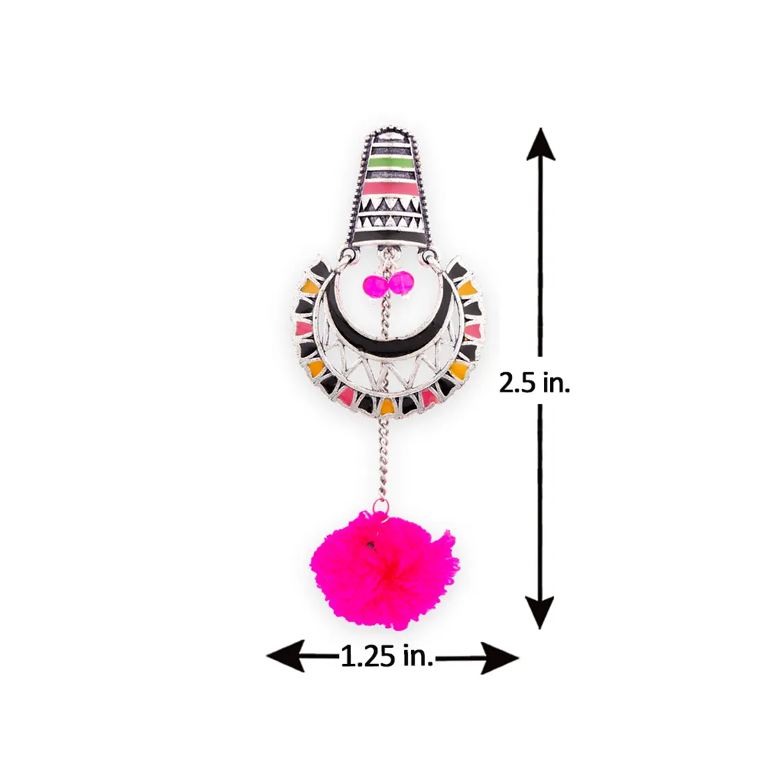 Kalbelia Chandbali Pom Pom Earrings