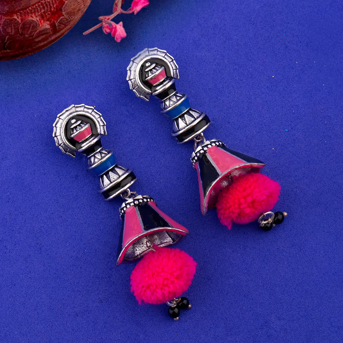 Kalbelia Pom Pom Drop Earrings
