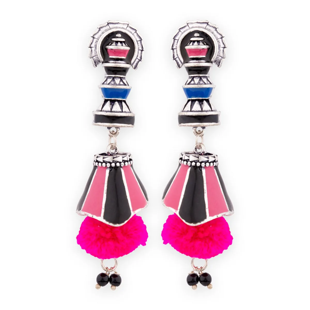 Kalbelia Pom Pom Drop Earrings