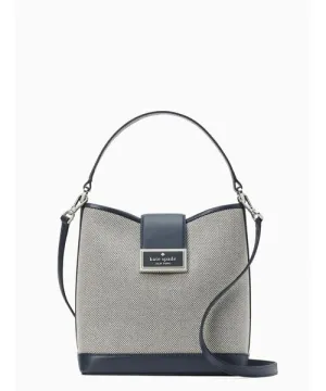 KATE SPADE NY REEGAN CANVAS LEATHER TRIM BUCKET BAG