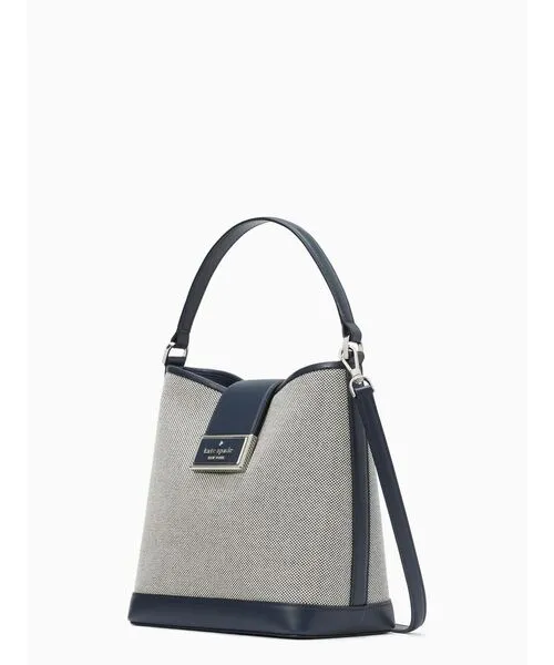 KATE SPADE NY REEGAN CANVAS LEATHER TRIM BUCKET BAG