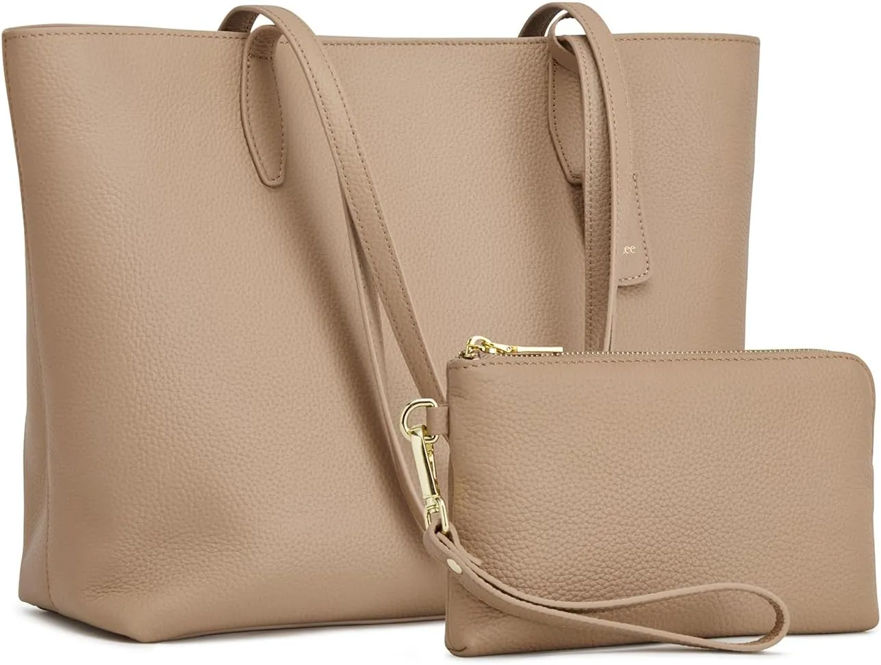 Kattee Leather Tote Bags for Women Shoulder Purses and Handbags Travel Work Bags with Wristlet Wallet 2-in-1