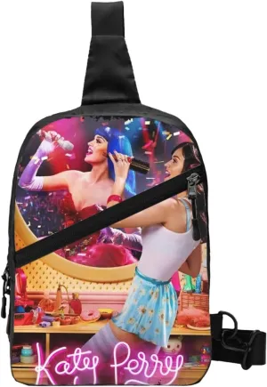 Katy Great Artist Perry Chest Bag Crossbody Handbag Sling Bag Adjustable Shoulder Bag Hiking Daypack Cool Outdoor Rucksack Foldable Multipurpose Daypack for Cycling