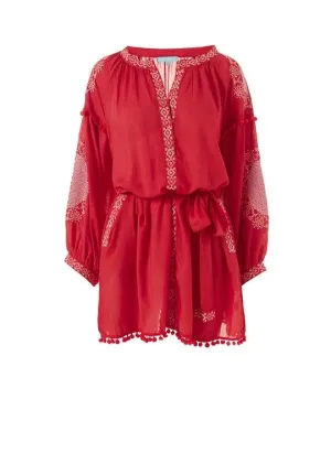 Katya Short Kaftan Red/White