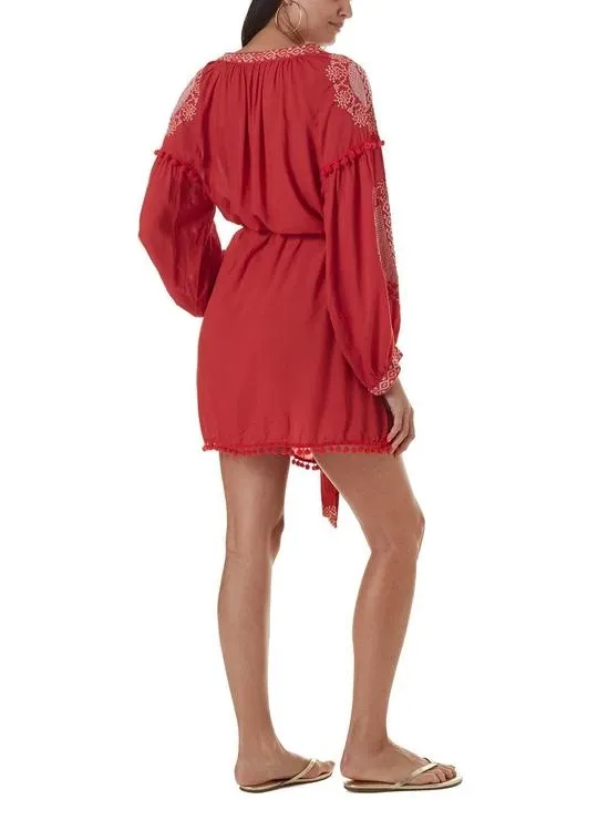 Katya Short Kaftan Red/White