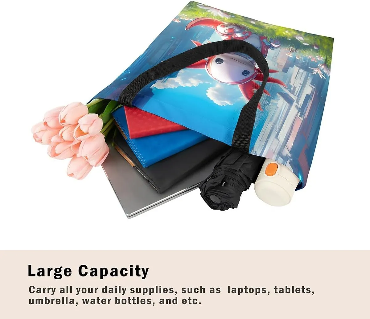 Kawaii Axolotl Canvas Tote Bag,Salamander Tote Bag,Kawaii Animal Shopping Grocery Bags