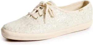 Keds Women's Champion Glitter Celebrations Sneakers, Cream, Off White, Metallic, 8 Medium US