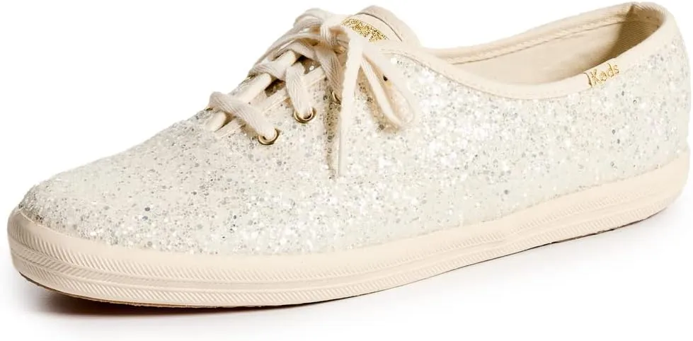 Keds Women's Champion Glitter Celebrations Sneakers, Cream, Off White, Metallic, 8 Medium US