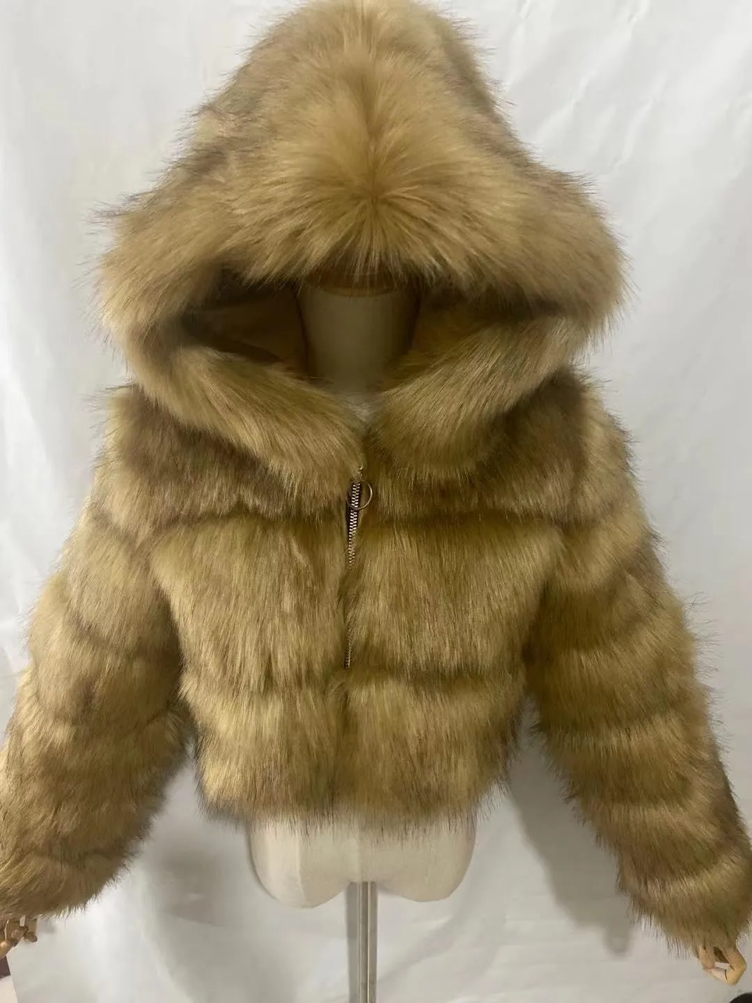 KELYWELL Womens Long Sleeve Faux Fur Cropped Coat Jacket Sherpa Fleece Fuzzy Shaggy Hooded 2023 Fleece Short Warm Jacket